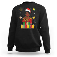 Merry Kwanzaa African American Girl Santa Hat Sweatshirt Christmas Gift - Wonder Print Shop