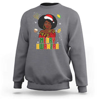 Merry Kwanzaa African American Girl Santa Hat Sweatshirt Christmas Gift - Wonder Print Shop