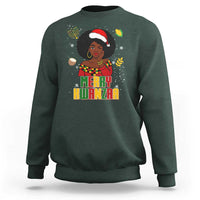 Merry Kwanzaa African American Girl Santa Hat Sweatshirt Christmas Gift - Wonder Print Shop