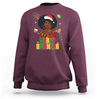 Merry Kwanzaa African American Girl Santa Hat Sweatshirt Christmas Gift - Wonder Print Shop