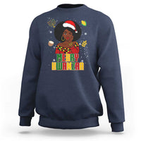 Merry Kwanzaa African American Girl Santa Hat Sweatshirt Christmas Gift - Wonder Print Shop