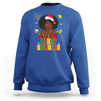 Merry Kwanzaa African American Girl Santa Hat Sweatshirt Christmas Gift - Wonder Print Shop