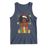 Merry Kwanzaa African American Girl Santa Hat Tank Top Christmas Gift - Wonder Print Shop