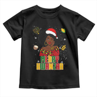 Merry Kwanzaa African American Girl Santa Hat Toddler T Shirt Christmas Gift - Wonder Print Shop