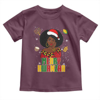 Merry Kwanzaa African American Girl Santa Hat Toddler T Shirt Christmas Gift - Wonder Print Shop