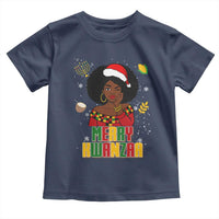 Merry Kwanzaa African American Girl Santa Hat Toddler T Shirt Christmas Gift - Wonder Print Shop