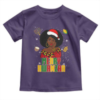 Merry Kwanzaa African American Girl Santa Hat Toddler T Shirt Christmas Gift - Wonder Print Shop