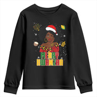 Merry Kwanzaa African American Girl Santa Hat Youth Sweatshirt Christmas Gift - Wonder Print Shop