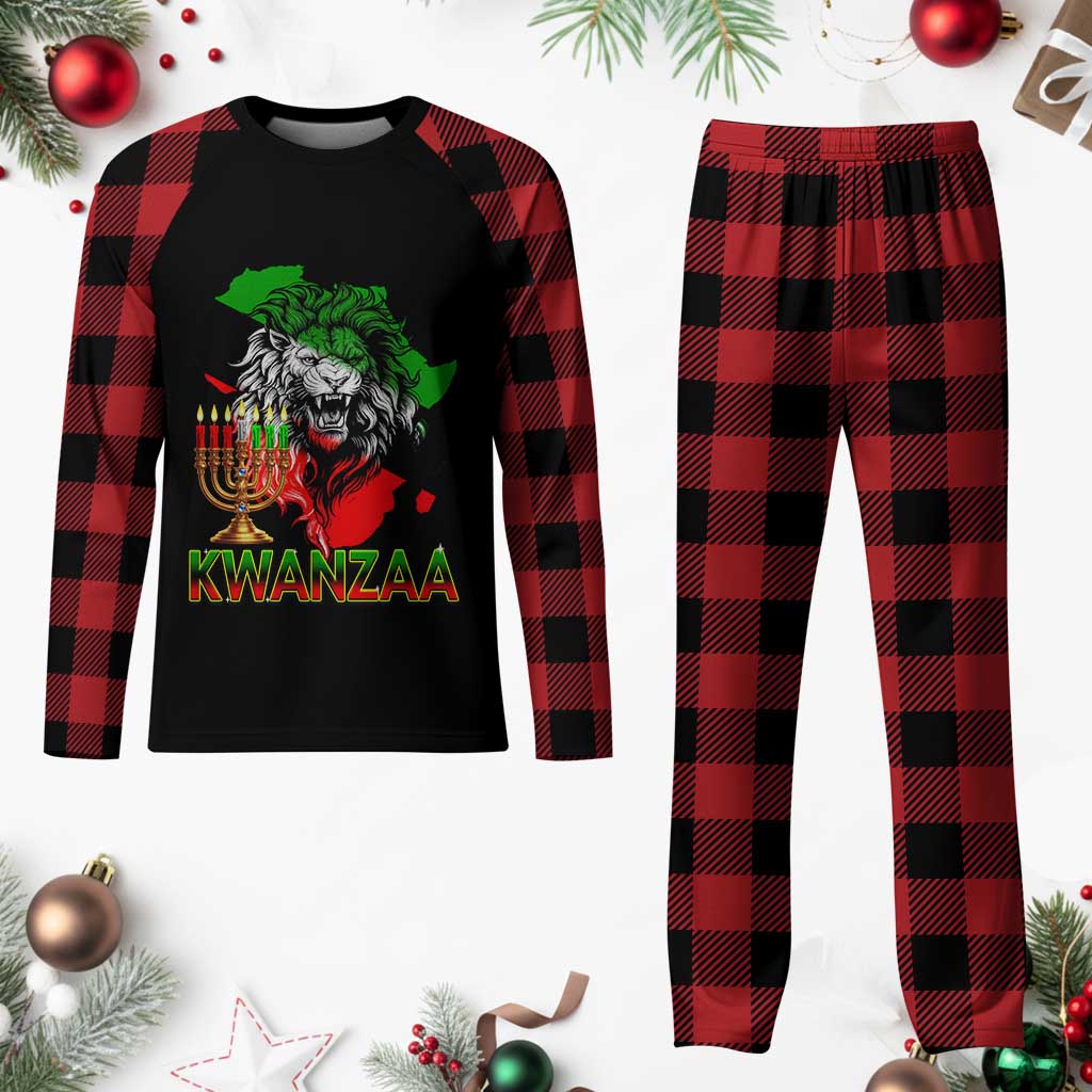 King Lion Of Africa Kwanzaa Map Plaid Pajama Set Heritage Pride Gift - Wonder Print Shop