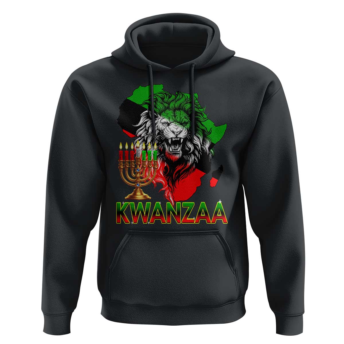 King Lion Of Africa Kwanzaa Map Hoodie Heritage Pride Gift - Wonder Print Shop