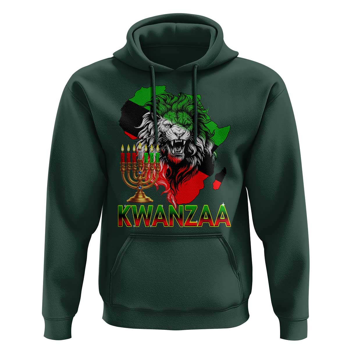 King Lion Of Africa Kwanzaa Map Hoodie Heritage Pride Gift - Wonder Print Shop
