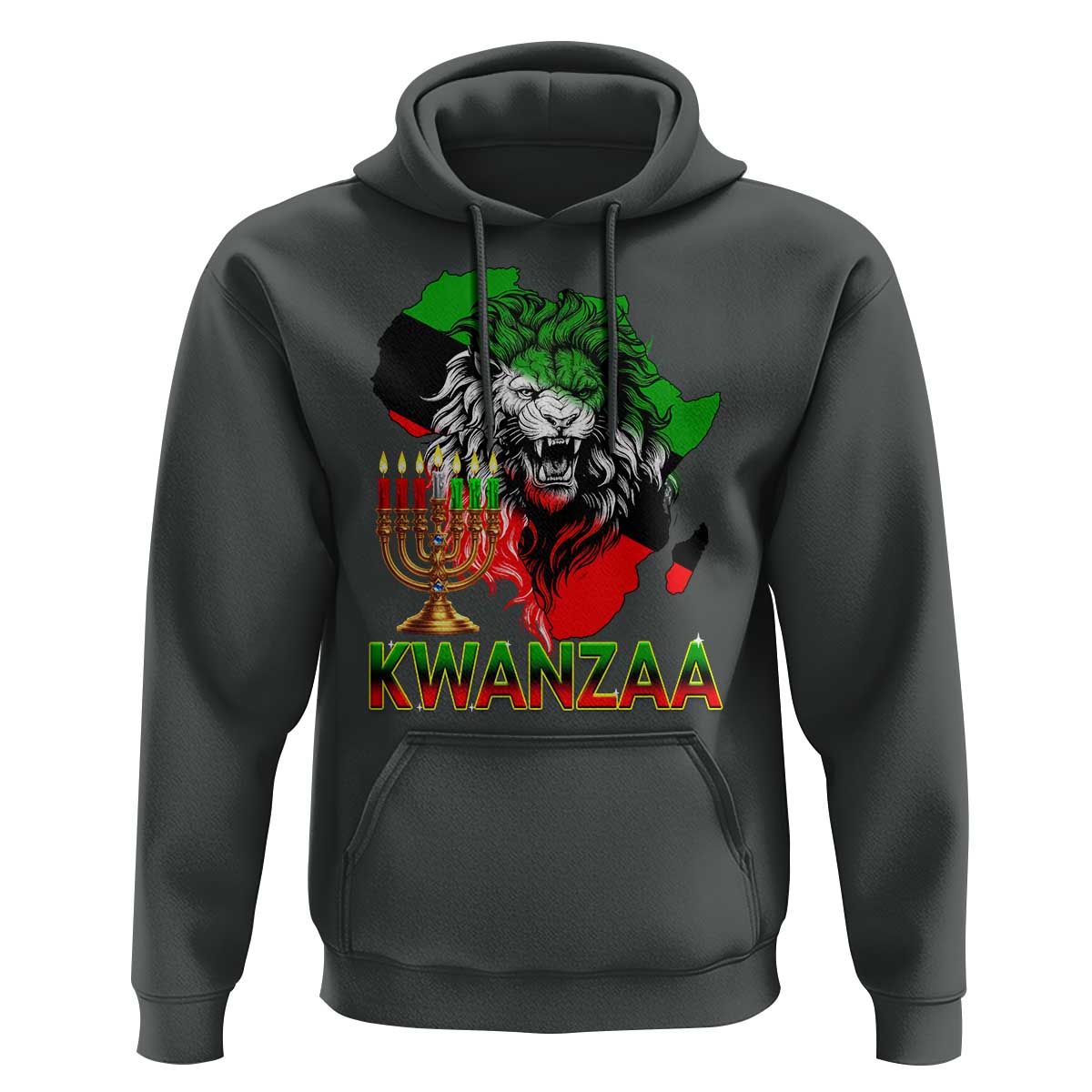 King Lion Of Africa Kwanzaa Map Hoodie Heritage Pride Gift - Wonder Print Shop