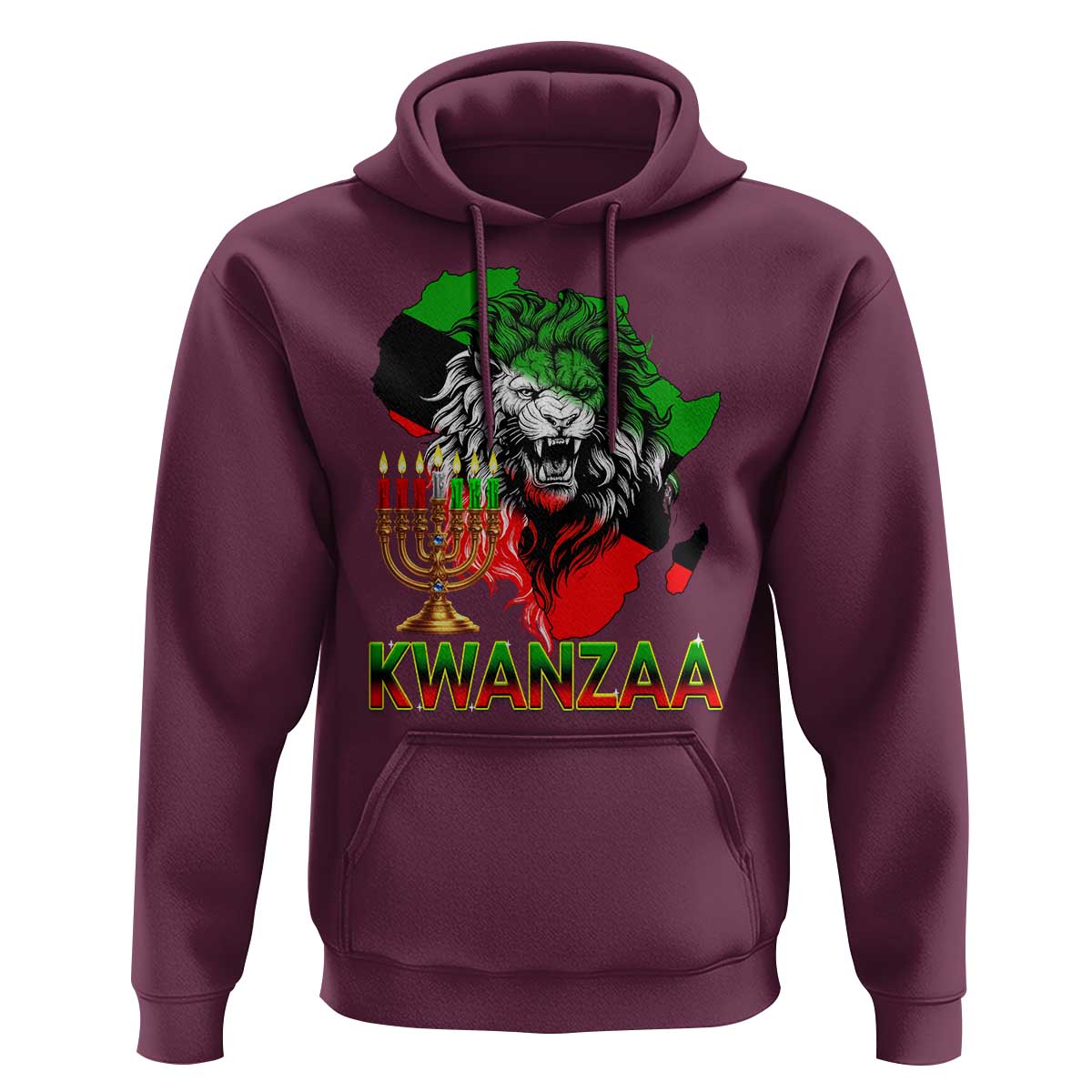 King Lion Of Africa Kwanzaa Map Hoodie Heritage Pride Gift - Wonder Print Shop