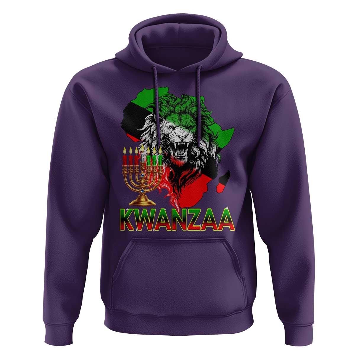 King Lion Of Africa Kwanzaa Map Hoodie Heritage Pride Gift - Wonder Print Shop
