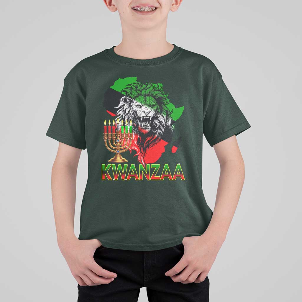King Lion Of Africa Kwanzaa Map T Shirt For Kid Heritage Pride Gift - Wonder Print Shop