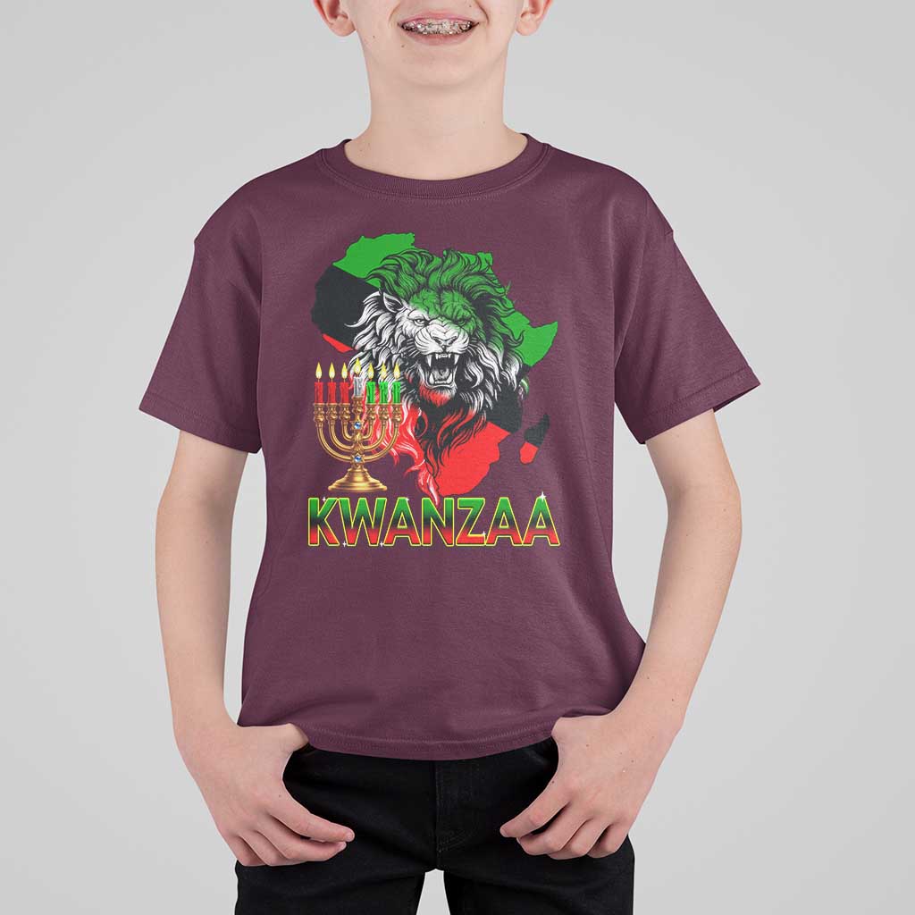 King Lion Of Africa Kwanzaa Map T Shirt For Kid Heritage Pride Gift - Wonder Print Shop