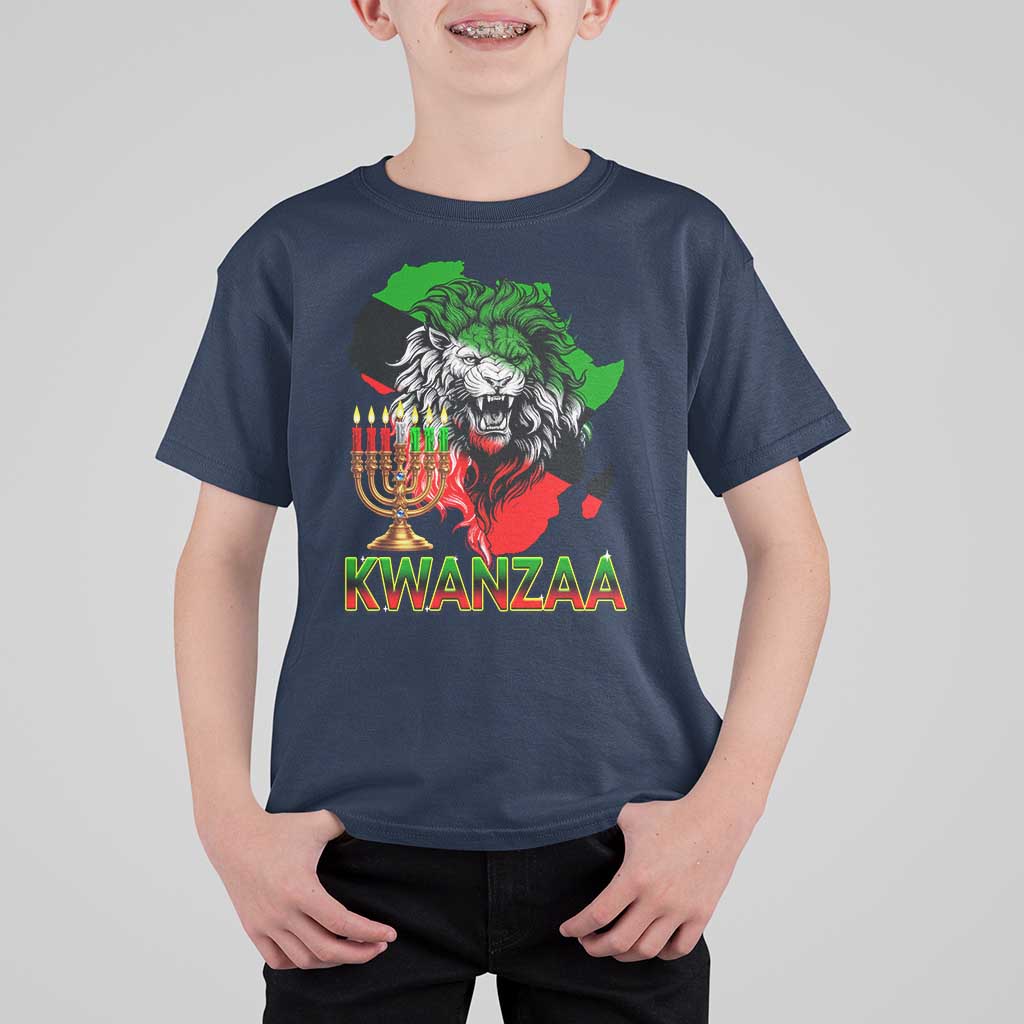 King Lion Of Africa Kwanzaa Map T Shirt For Kid Heritage Pride Gift - Wonder Print Shop