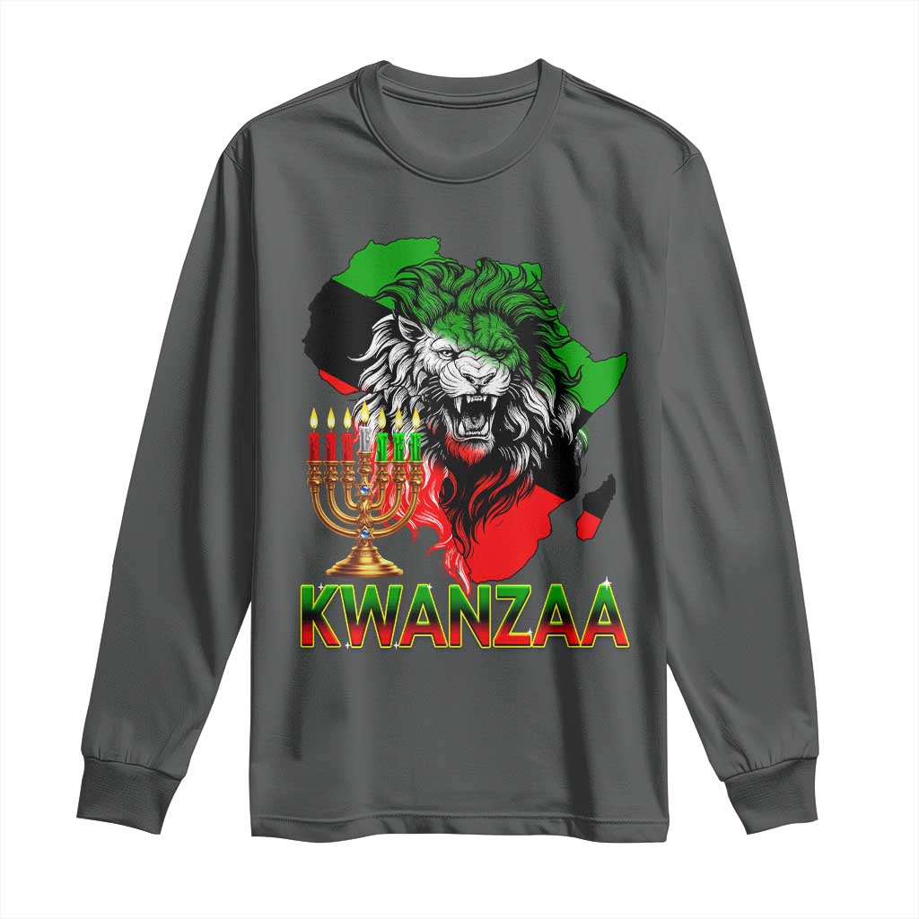 King Lion Of Africa Kwanzaa Map Long Sleeve Shirt Heritage Pride Gift - Wonder Print Shop
