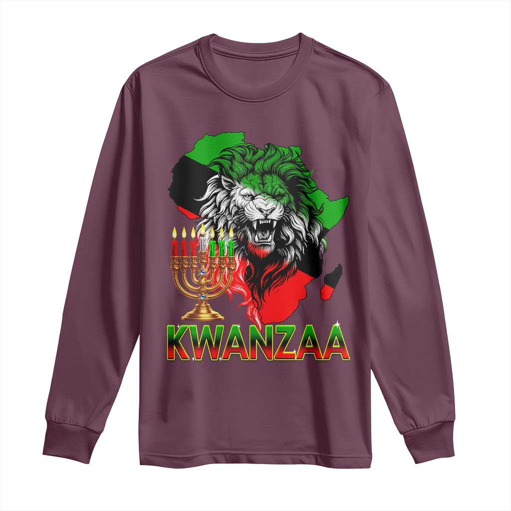 King Lion Of Africa Kwanzaa Map Long Sleeve Shirt Heritage Pride Gift - Wonder Print Shop