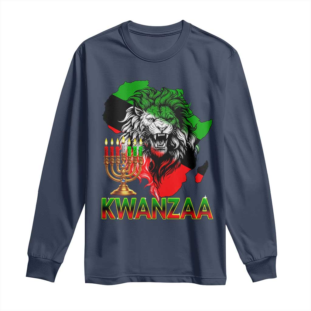 King Lion Of Africa Kwanzaa Map Long Sleeve Shirt Heritage Pride Gift - Wonder Print Shop