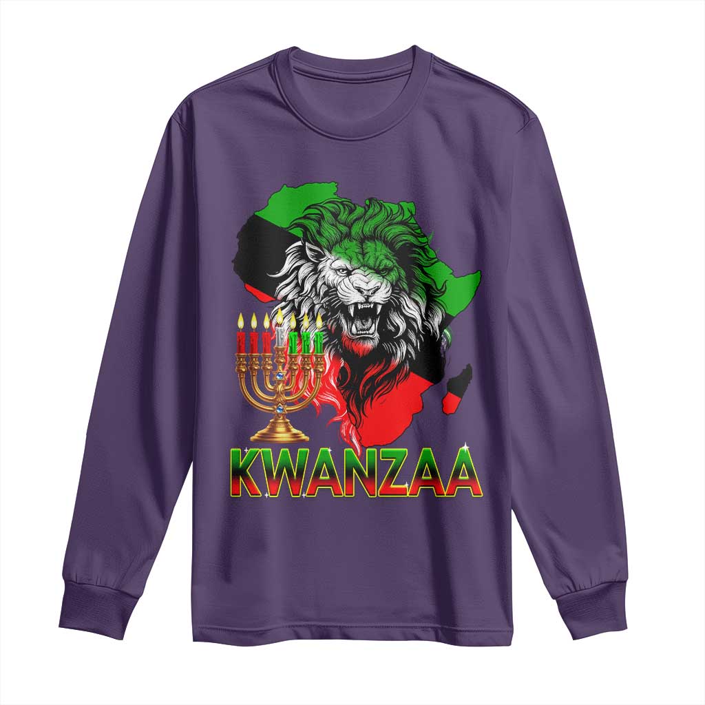 King Lion Of Africa Kwanzaa Map Long Sleeve Shirt Heritage Pride Gift - Wonder Print Shop