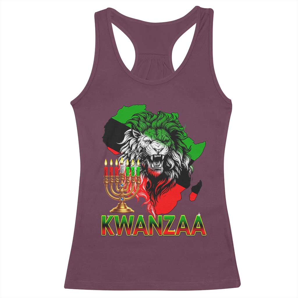 King Lion Of Africa Kwanzaa Map Racerback Tank Top Heritage Pride Gift - Wonder Print Shop
