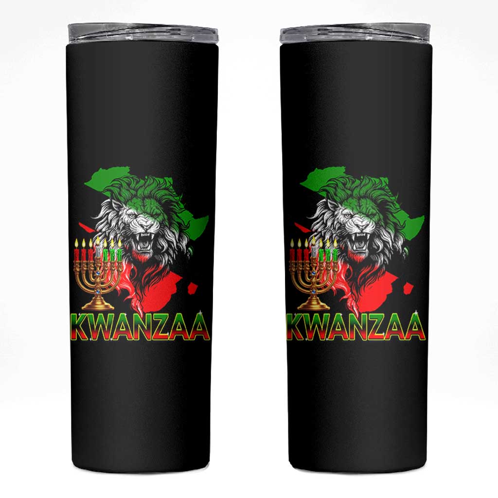 King Lion Of Africa Kwanzaa Map Skinny Tumbler Heritage Pride Gift - Wonder Print Shop