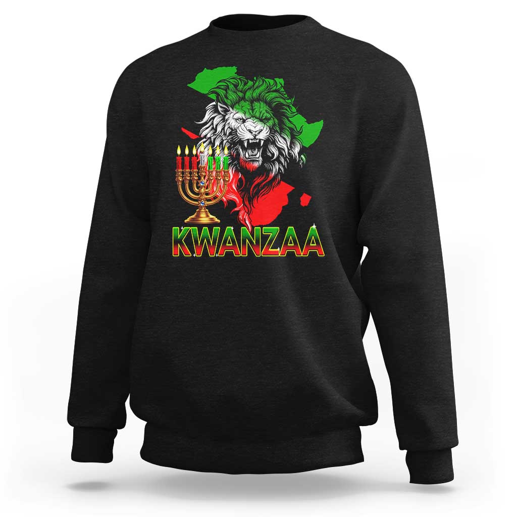 King Lion Of Africa Kwanzaa Map Sweatshirt Heritage Pride Gift - Wonder Print Shop