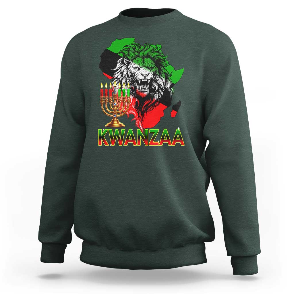 King Lion Of Africa Kwanzaa Map Sweatshirt Heritage Pride Gift - Wonder Print Shop