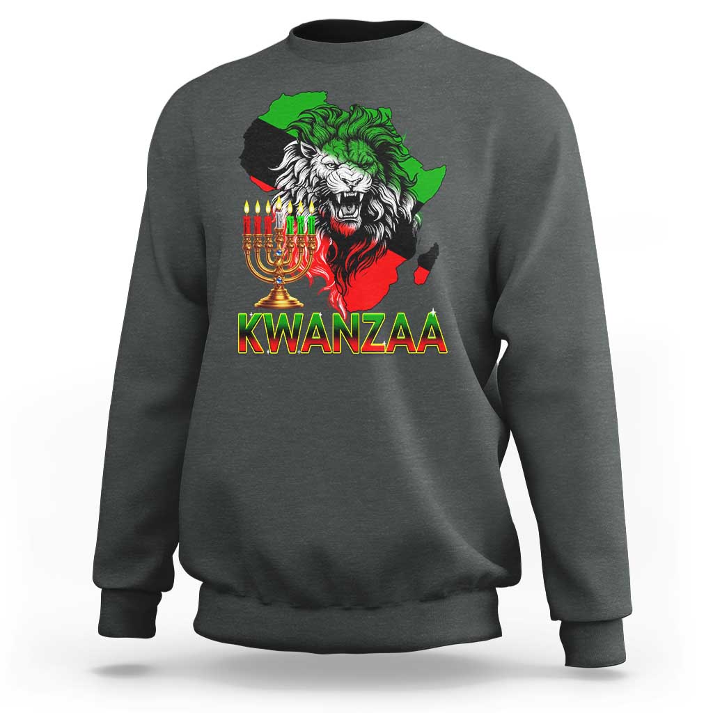 King Lion Of Africa Kwanzaa Map Sweatshirt Heritage Pride Gift - Wonder Print Shop
