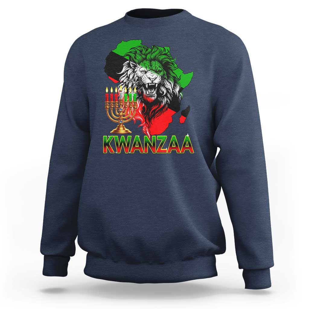 King Lion Of Africa Kwanzaa Map Sweatshirt Heritage Pride Gift - Wonder Print Shop