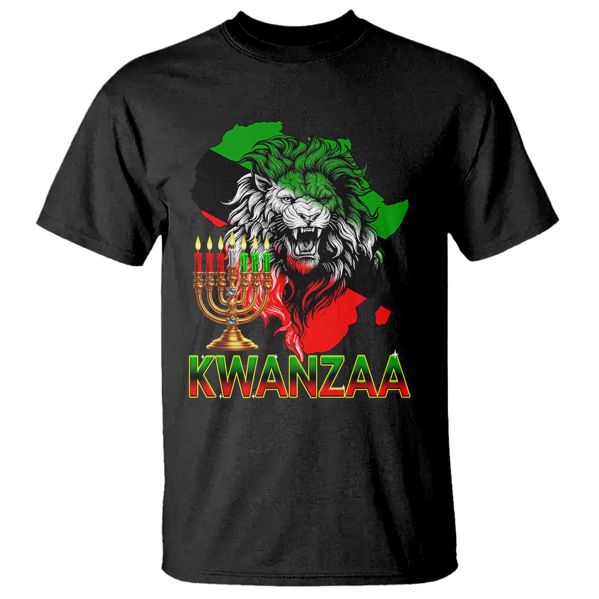 King Lion Of Africa Kwanzaa Map T Shirt Heritage Pride Gift - Wonder Print Shop
