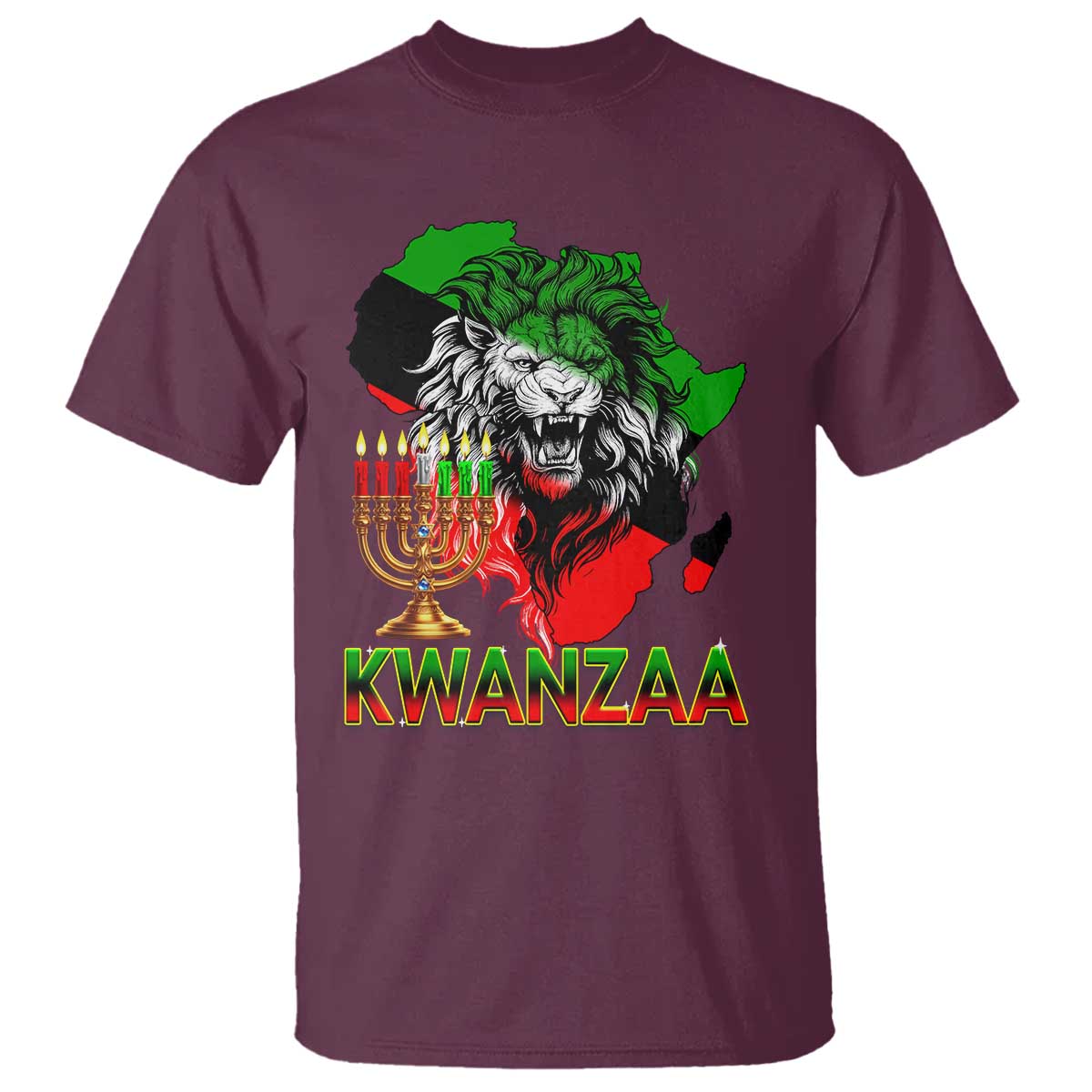King Lion Of Africa Kwanzaa Map T Shirt Heritage Pride Gift - Wonder Print Shop