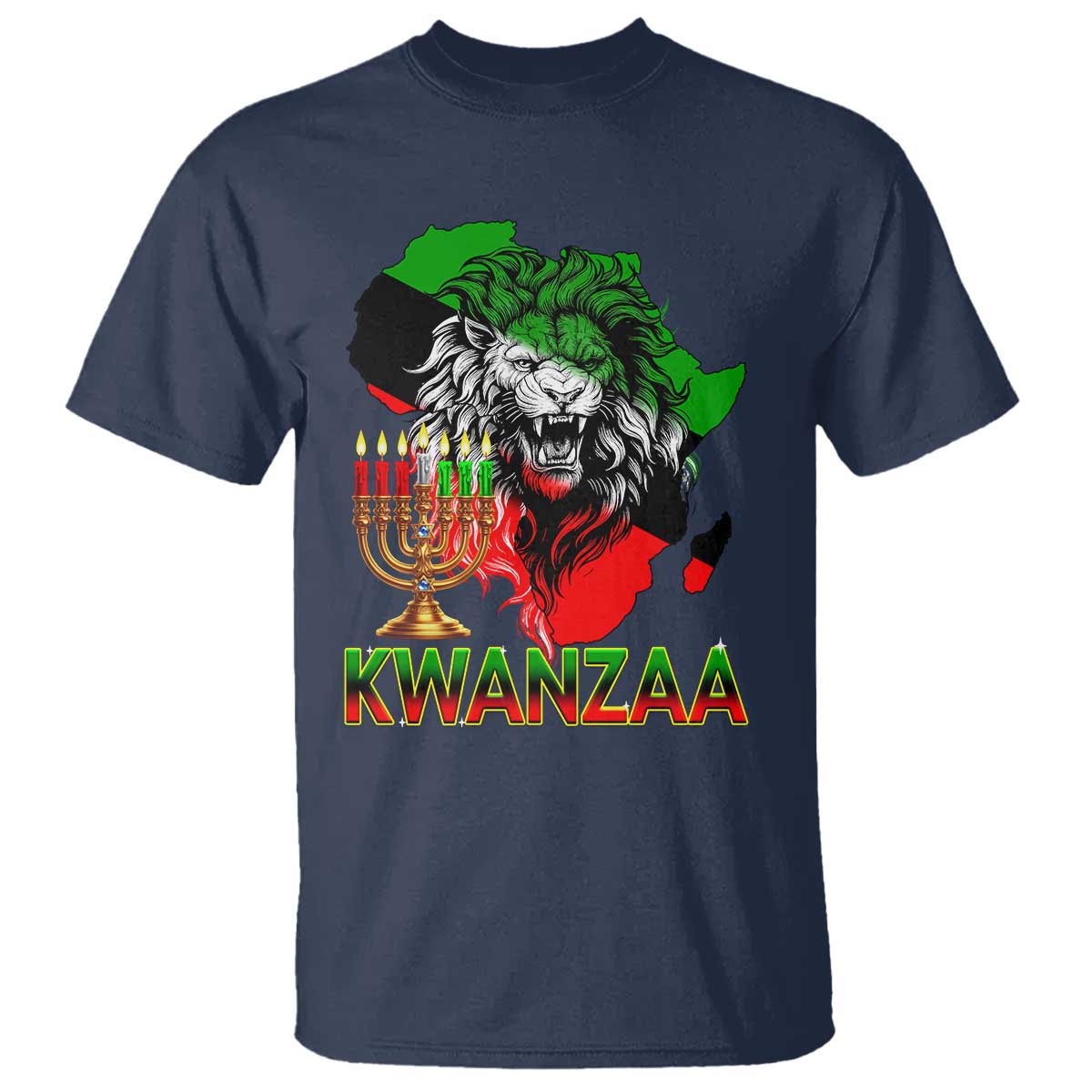King Lion Of Africa Kwanzaa Map T Shirt Heritage Pride Gift - Wonder Print Shop