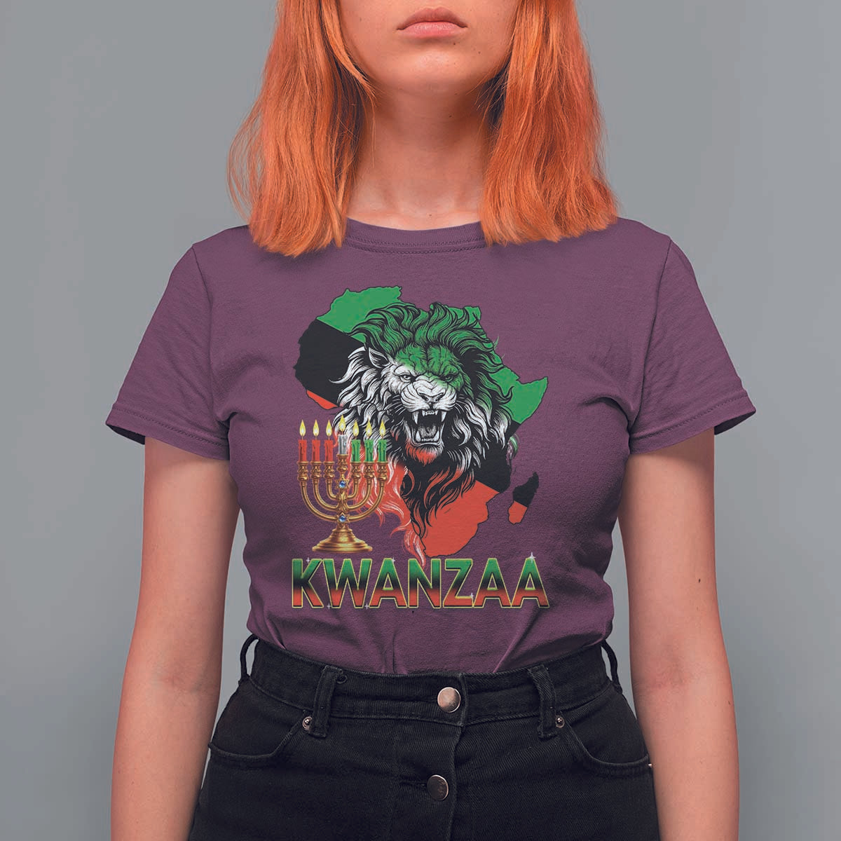 King Lion Of Africa Kwanzaa Map T Shirt For Women Heritage Pride Gift - Wonder Print Shop