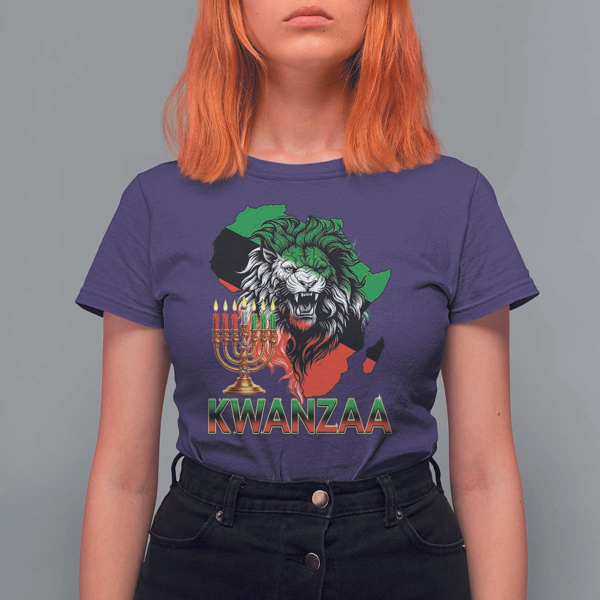 King Lion Of Africa Kwanzaa Map T Shirt For Women Heritage Pride Gift - Wonder Print Shop