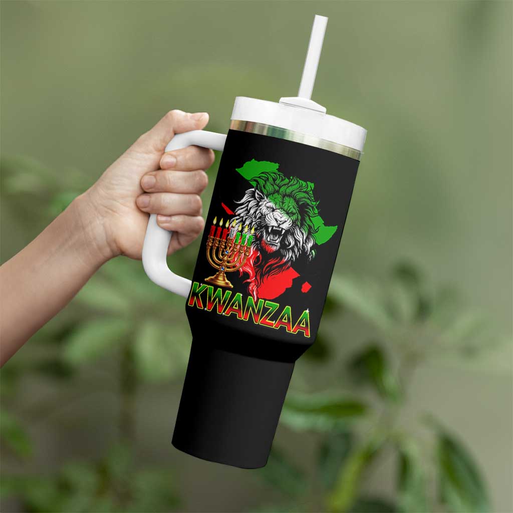 King Lion Of Africa Kwanzaa Map Tumbler With Handle Heritage Pride Gift - Wonder Print Shop