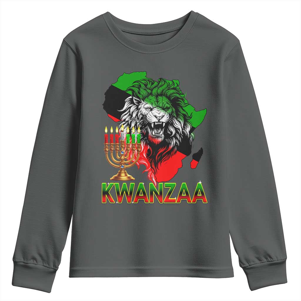 King Lion Of Africa Kwanzaa Map Youth Sweatshirt Heritage Pride Gift - Wonder Print Shop