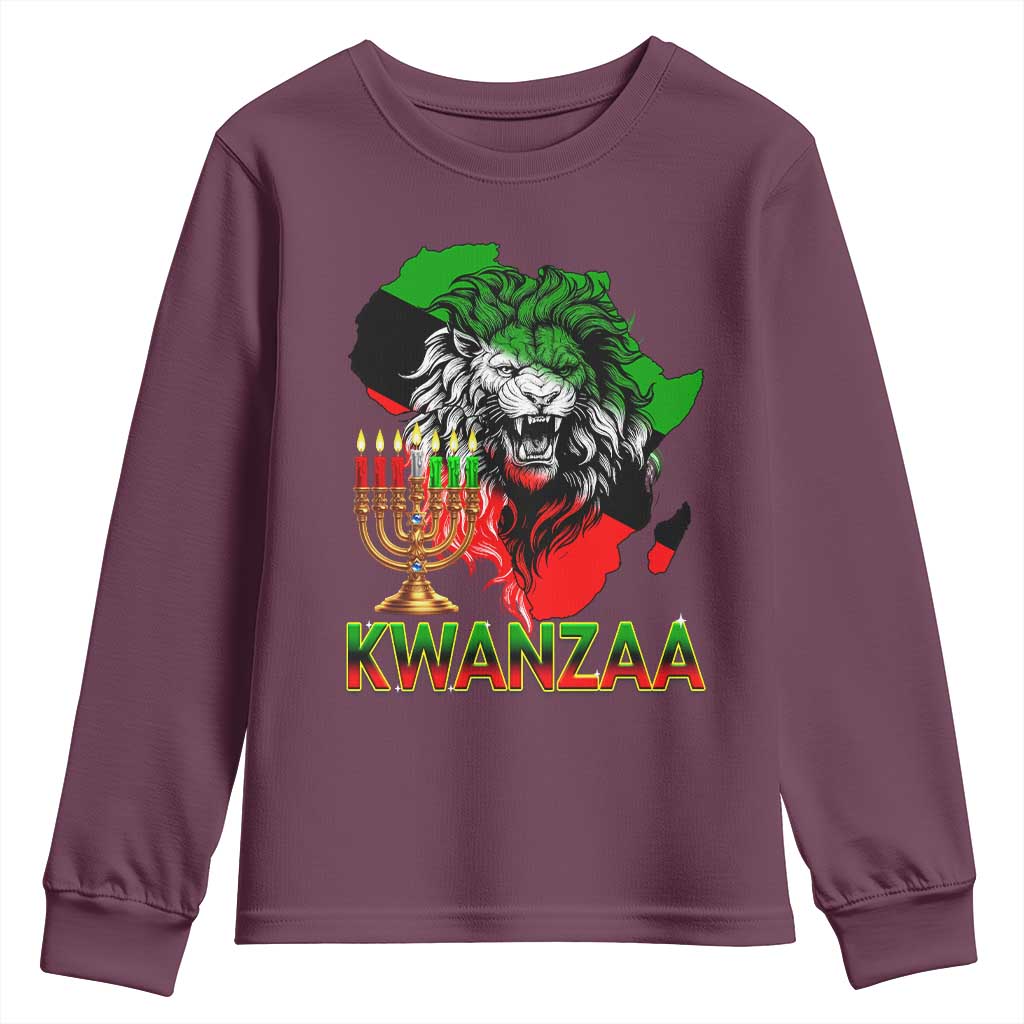 King Lion Of Africa Kwanzaa Map Youth Sweatshirt Heritage Pride Gift - Wonder Print Shop