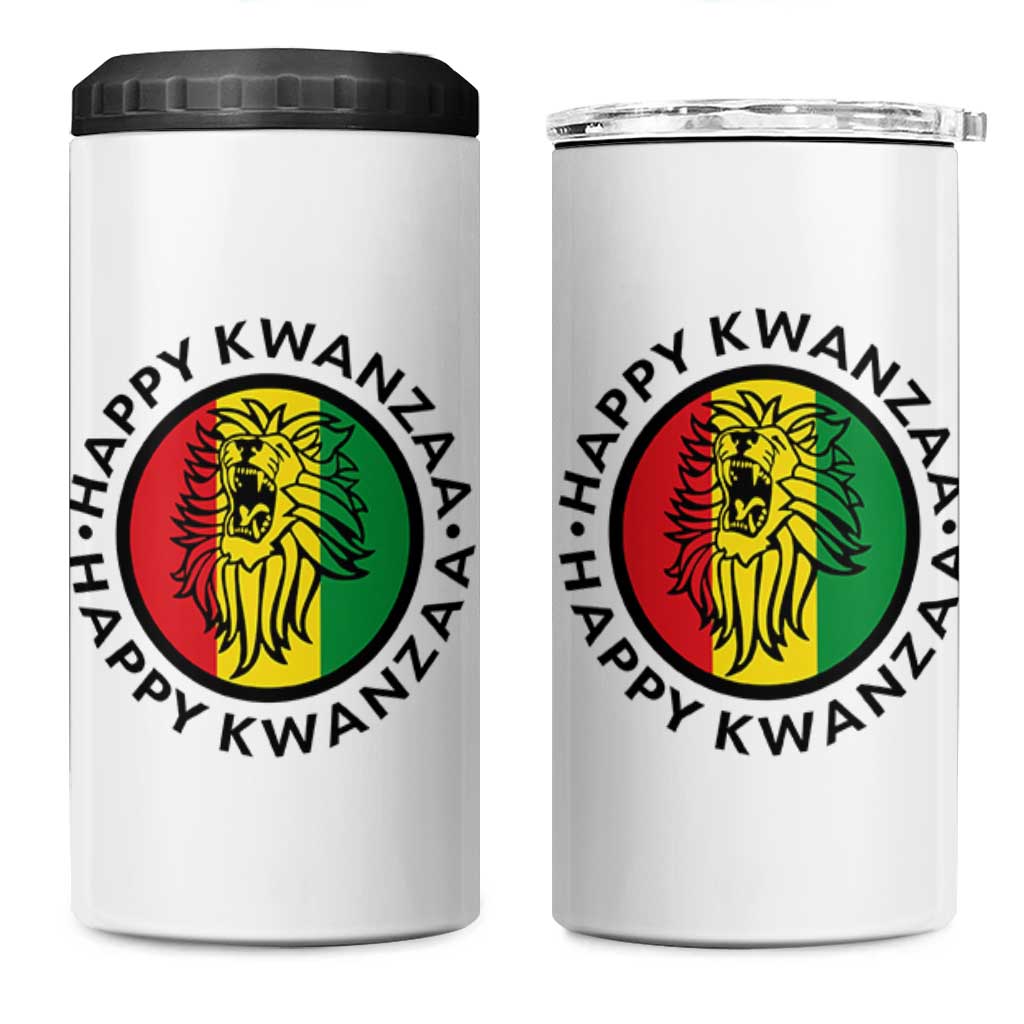 Happy Kwanzaa King Lion Of Africa Heritage Gift 4 in 1 Can Cooler Tumbler - Wonder Print Shop
