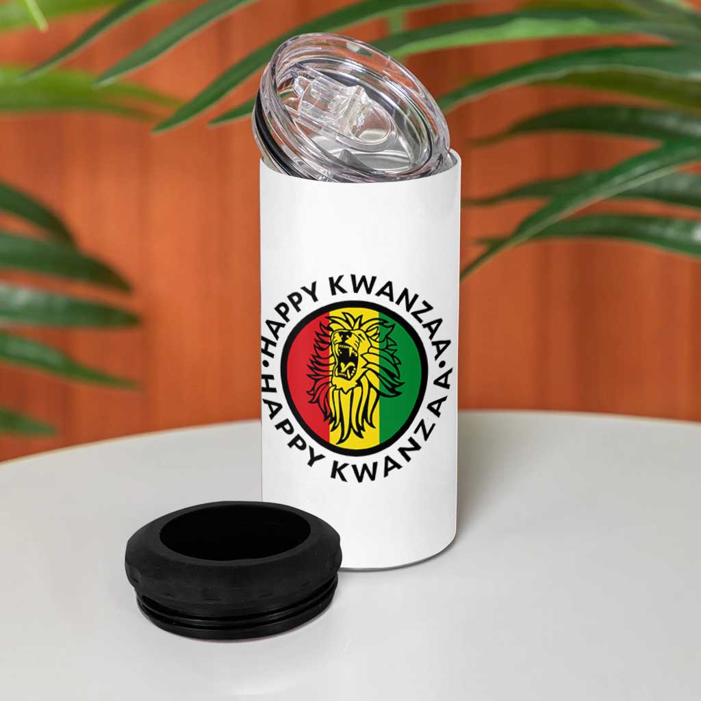 Happy Kwanzaa King Lion Of Africa Heritage Gift 4 in 1 Can Cooler Tumbler - Wonder Print Shop