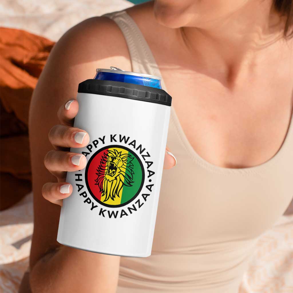 Happy Kwanzaa King Lion Of Africa Heritage Gift 4 in 1 Can Cooler Tumbler - Wonder Print Shop