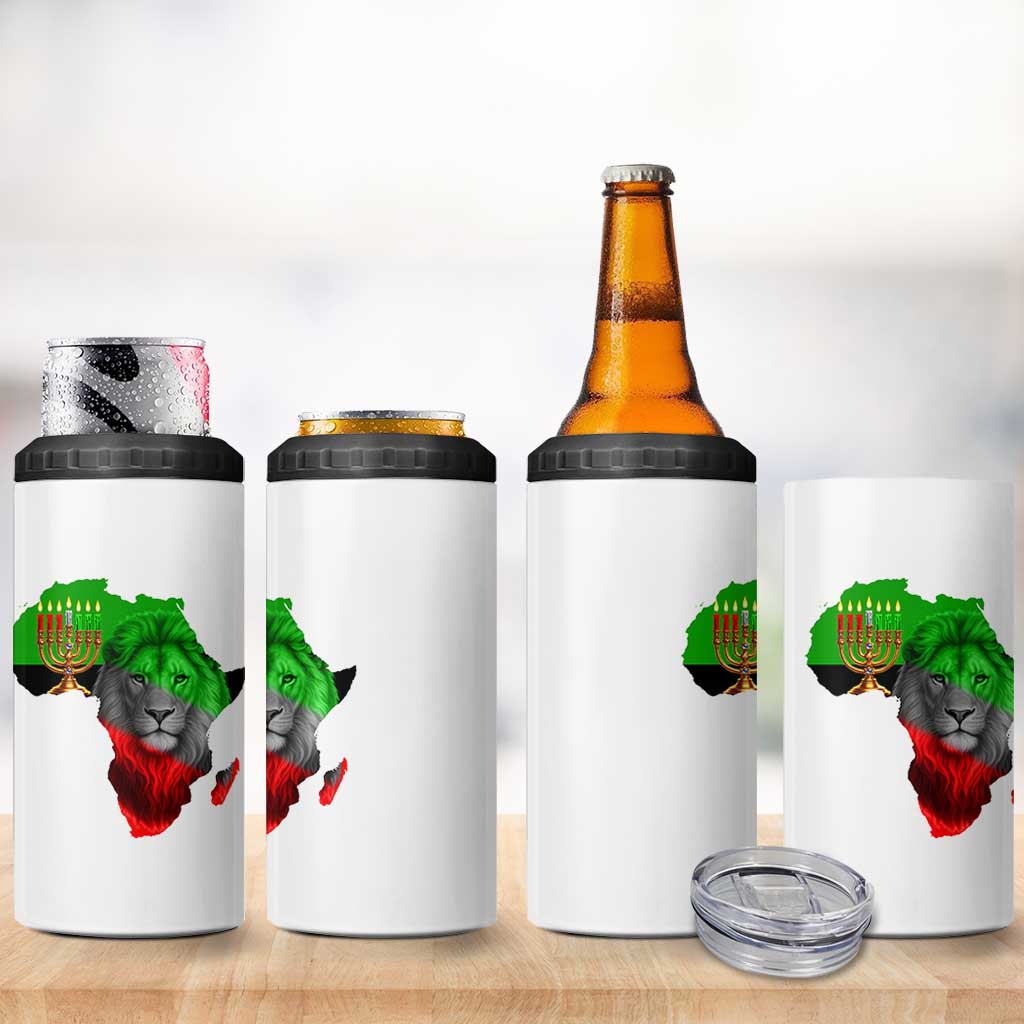 Happy Kwanzaa Lion 4 in 1 Can Cooler Tumbler African Heritage Pride Gift For Men - Wonder Print Shop