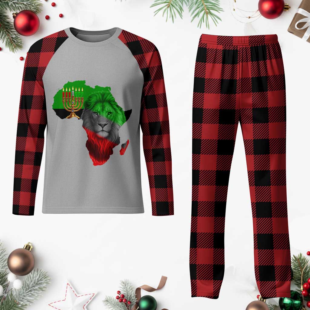 Happy Kwanzaa Lion Plaid Pajama Set African Heritage Pride Gift For Men - Wonder Print Shop