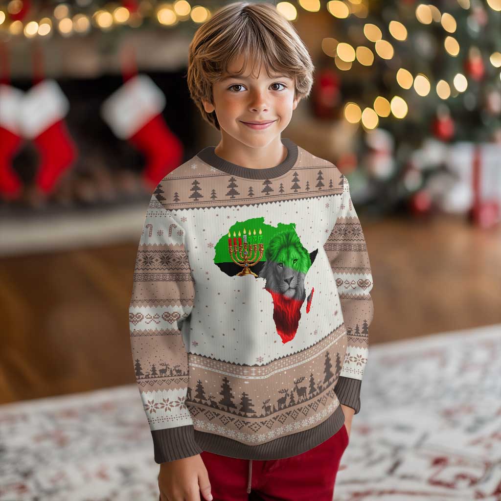 Happy Kwanzaa Lion Ugly Christmas Sweater African Heritage Pride Gift For Men - Wonder Print Shop