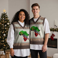 Happy Kwanzaa Lion V-Neck Knit Sweater Vest African Heritage Pride Gift For Men - Wonder Print Shop