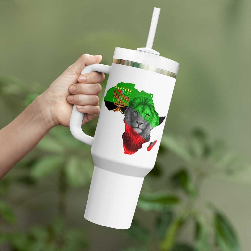 Happy Kwanzaa Lion Tumbler With Handle African Heritage Pride Gift For Men - Wonder Print Shop