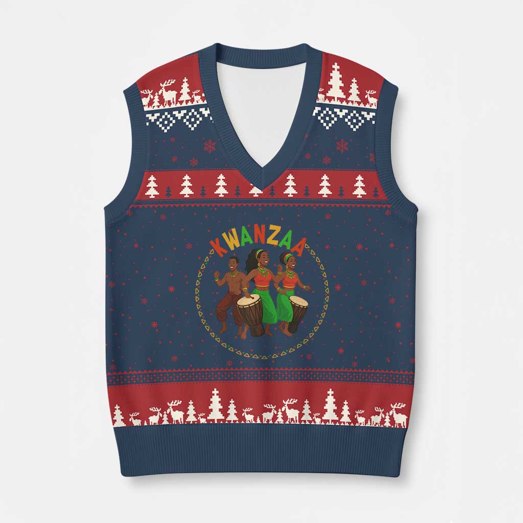 Celebrate Kwanzaa Together African Culture Dance Gift V-Neck Knit Sweater Vest - Wonder Print Shop