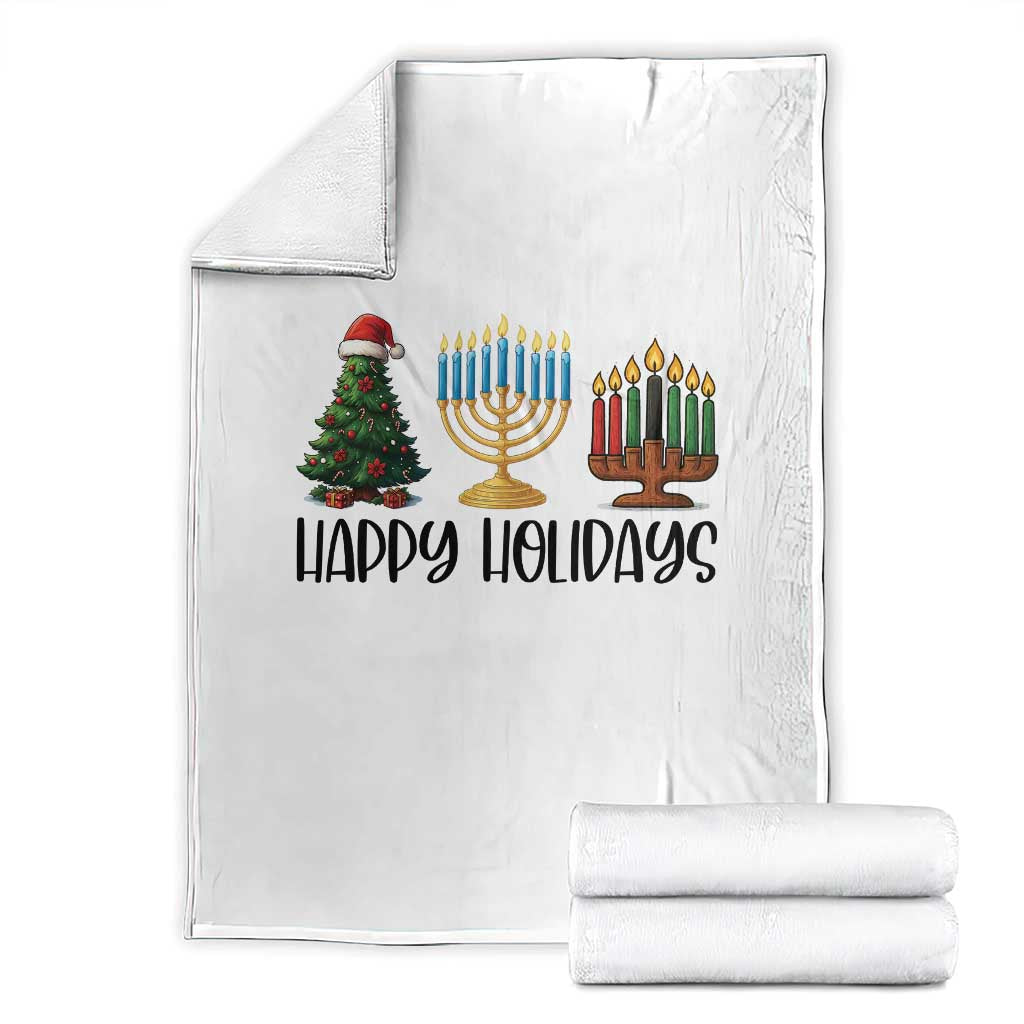 Christmas Hanukkah Kwanzaa Celebration Gift Throw Blanket Happy Holidays - Wonder Print Shop