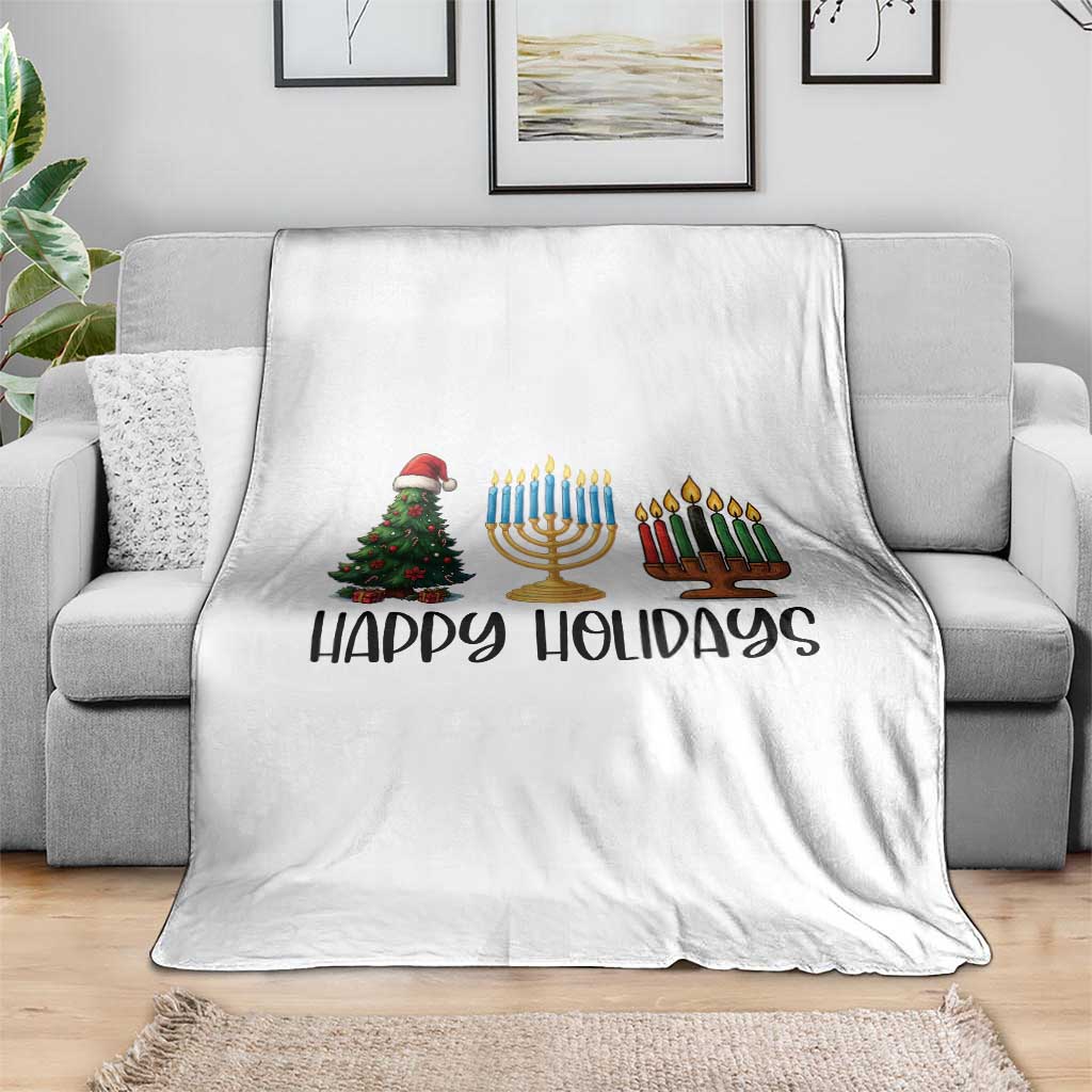 Christmas Hanukkah Kwanzaa Celebration Gift Throw Blanket Happy Holidays - Wonder Print Shop